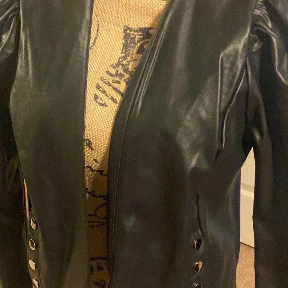 Black Faux Leather Bolero Jacket
